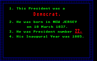 Presidential Quiz (The) atari screenshot